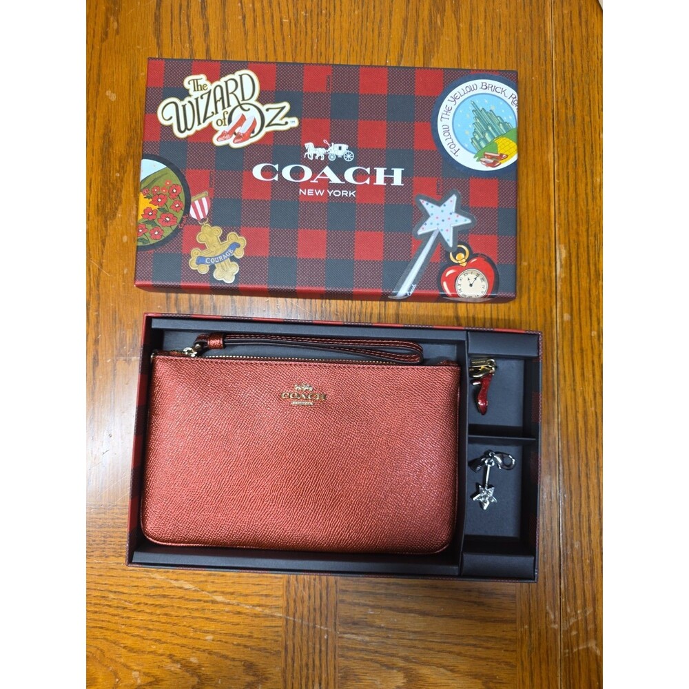 Coach Wizard of Oz Dorothy Red Zip Wristlet w/ Charm & Box Set